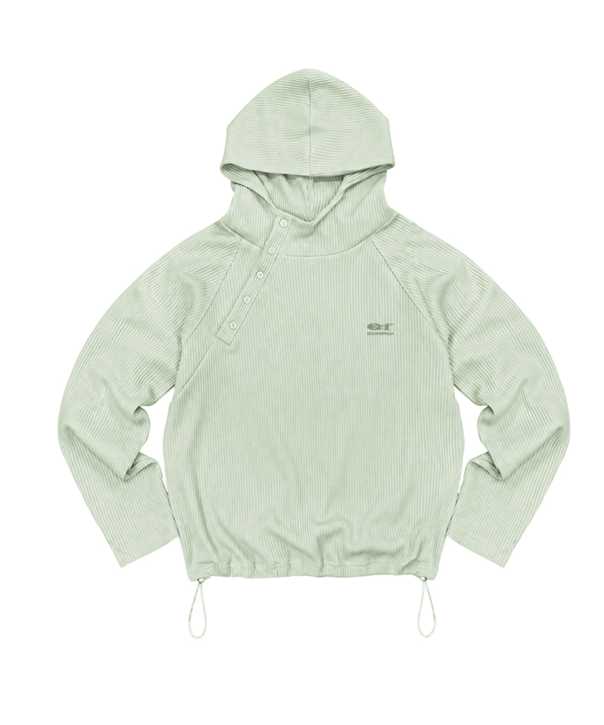 이스케이프프롬 ESCF 로고 포인트 와플 헨리넥 후드티 아이보리(Escapefrom ESCF Logo Point Waffle Henley Neck Hoodie Ivory) - 4