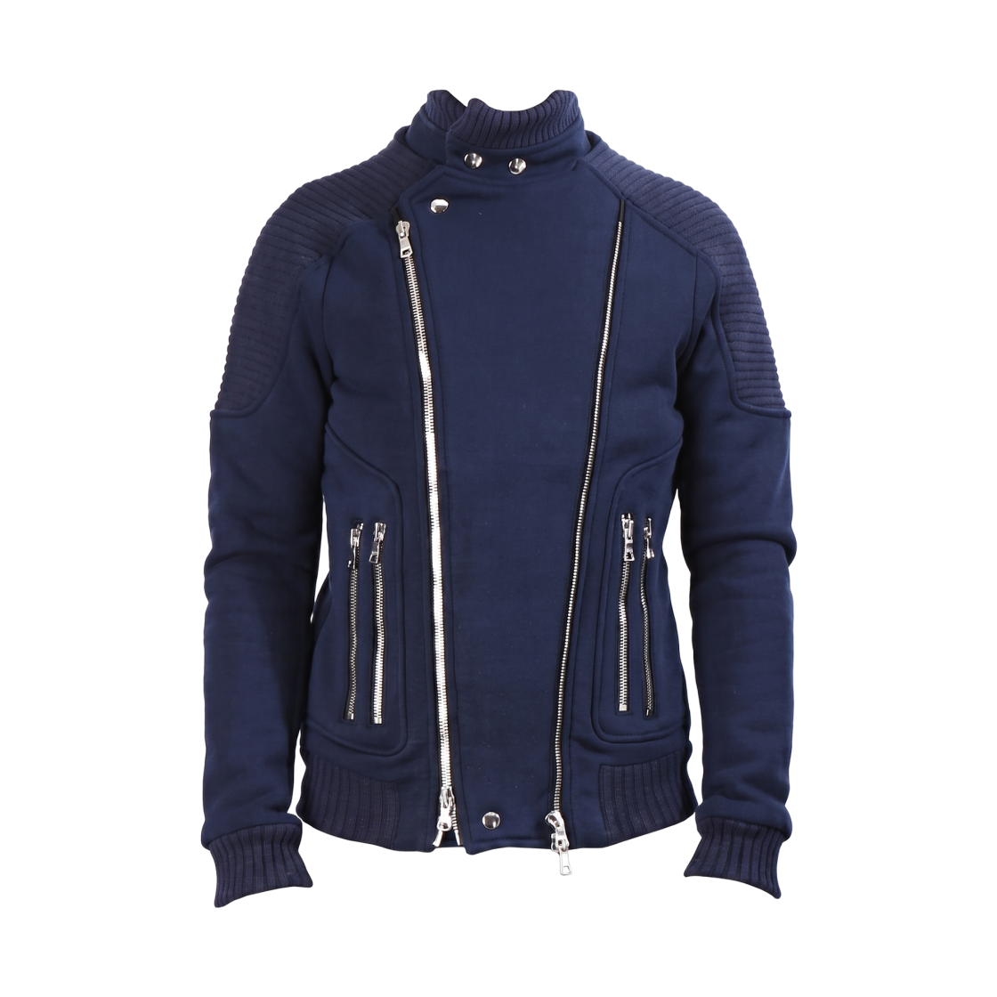 W5HJ267C665159 Balmain Biker Homme Jersey Jacket Marine Navy