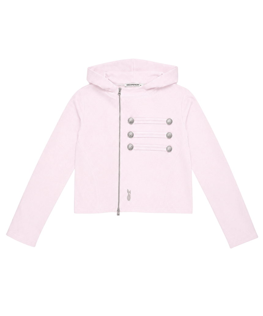 이스케이프프롬 나폴레옹 디테일 사이드 지퍼 후드집업 핑크(Escapefrom Napoleon Detail Side Zipper Hood Zip-Up Pink) - 1