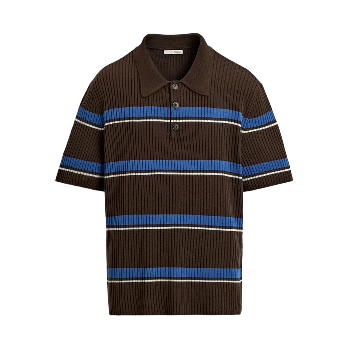 6771/405/700 Zara Striped Jacquard Knit Polo Shirt Brown