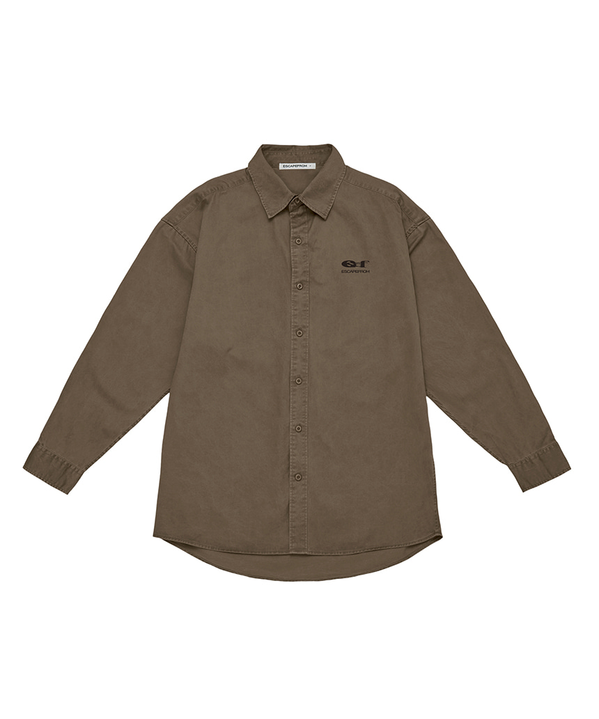 이스케이프프롬 이지 라인 오버핏 피그먼트 셔츠 브라운(Escapefrom Easy Line Oversized Pigment Shirt Brown) - 4