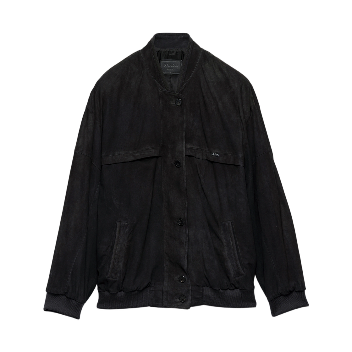 58A285-180Y-F0207 (W) Prada Suede Blouson Jacket Asphalt Gray