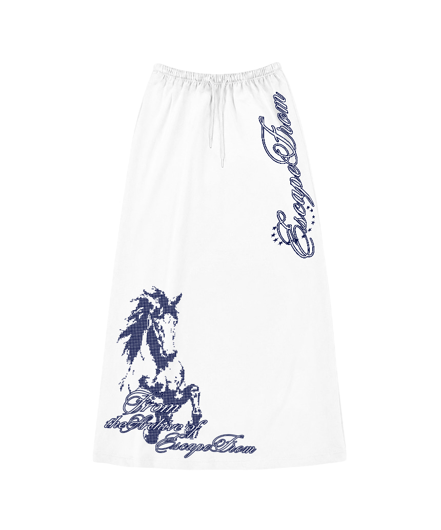 이스케이프프롬 아카이브 홀스 프린트 스웻 롱스커트 블랙(Escapefrom Archive Horse Print Sweat Long Skirt Black) - 4