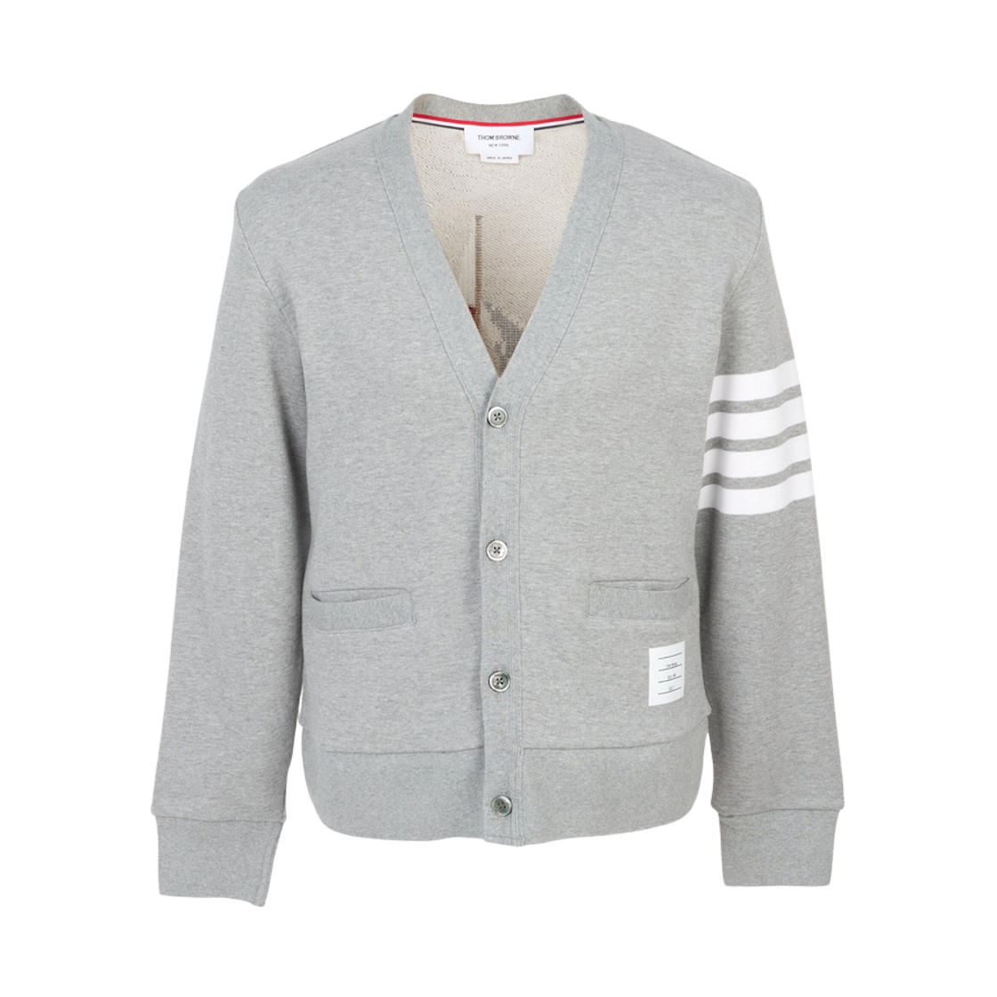 [25% 쿠폰] 톰브라운 루프백 사선 보트 자수 가디건 라이트 그레이([25% 쿠폰] Thom Browne Loopback 4-Bar Boat Embroidery Cardigan Light Grey) - 2