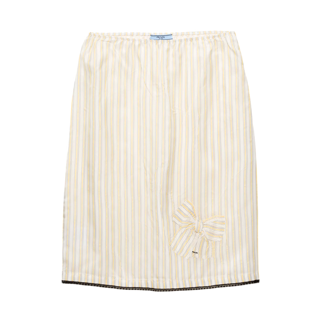 (W) 프라다 스트라이프 스커트 아플리케 옐로우((W) Prada Striped Skirt with Applique Yellow) - 1