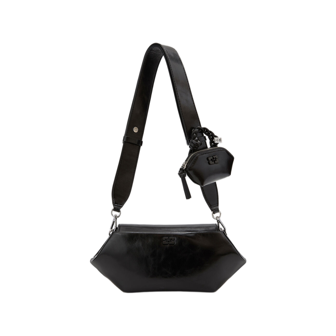 C1040069-099 Ganni Bou Bag East West Shine in Black