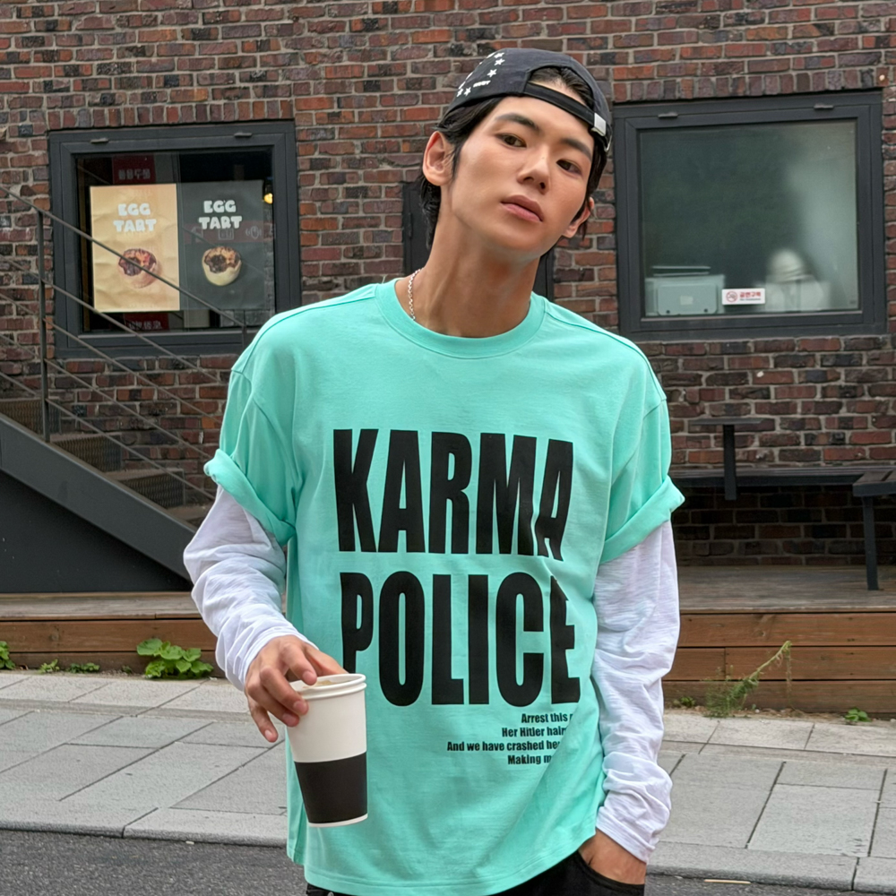 아모우 카르마 폴리스 레이어드 티셔츠 민트(AMOU Karma Police Layered T-Shirt Mint) - 5
