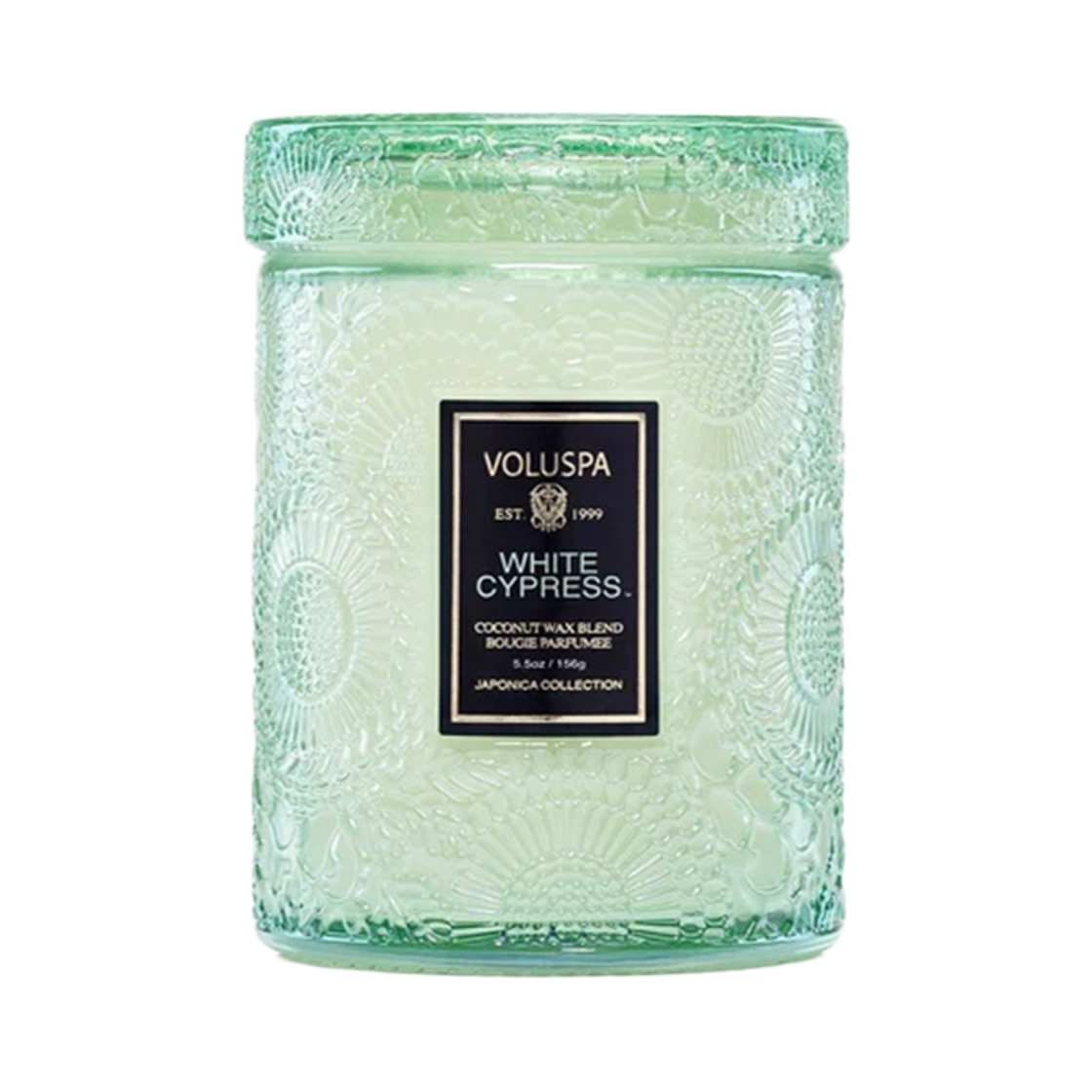 00238 VOLUSPA White Cypress M Glass Candle 5.5oz