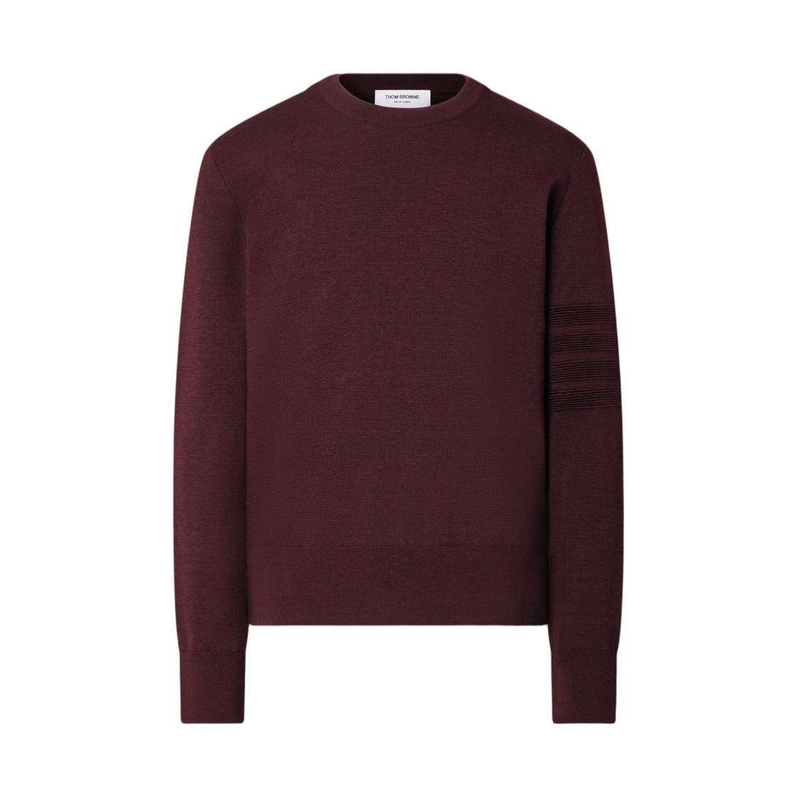 MKA586A-Y1055-615 Thom Browne Ottoman Milano Stitch 4-Bar Bomber Pullover Burgundy