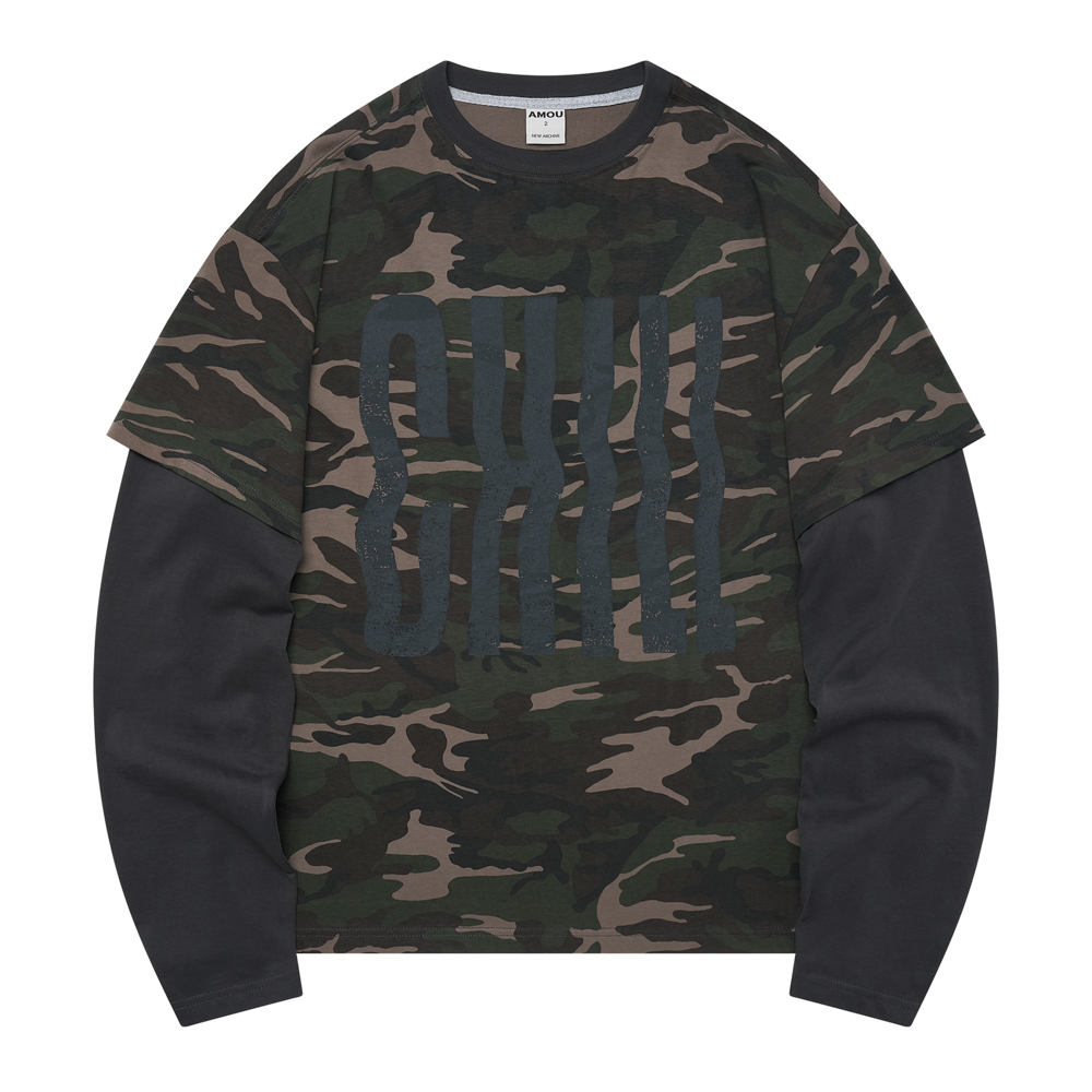 아모우 칠 레이어드 티셔츠 차콜(AMOU CHill Layered T-Shirt Charcoal) - 2