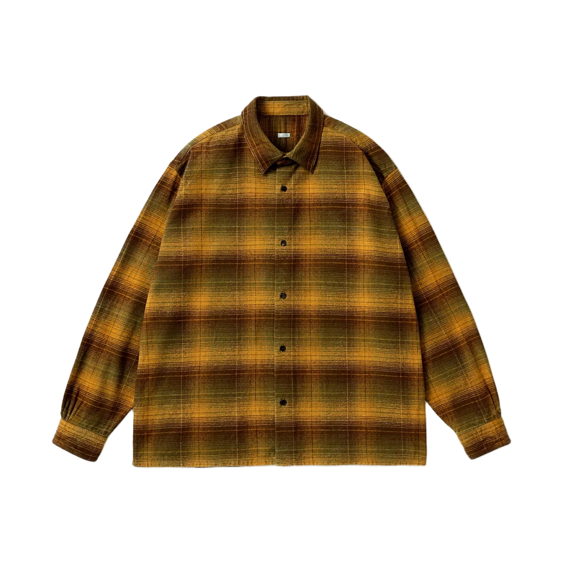 26AAP-02-06 A.Presse Vintage Cotton Silk Nep Twill Check Shirt Mustard - 26FW