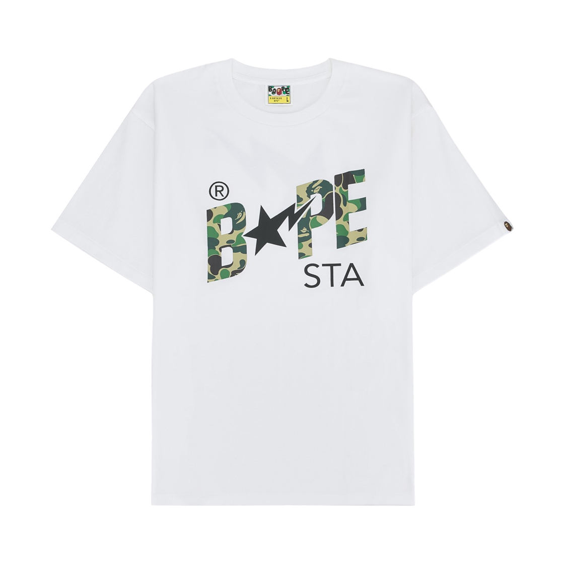 - BAPE ABC Camo Bape Sta Logo T-Shirt White Green