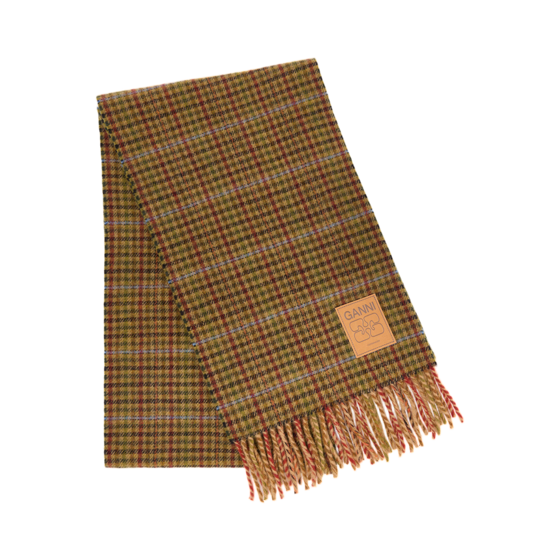 B3020266-999 (W) Ganni Scarf in Mini Check Wool Multicolour