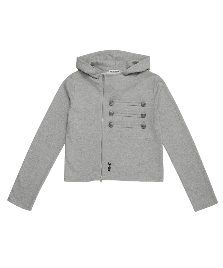 이스케이프프롬 나폴레옹 디테일 사이드 지퍼 후드집업 그레이(Escapefrom Napoleon Detail Side Zipper Hood Zip-Up Gray) - 2