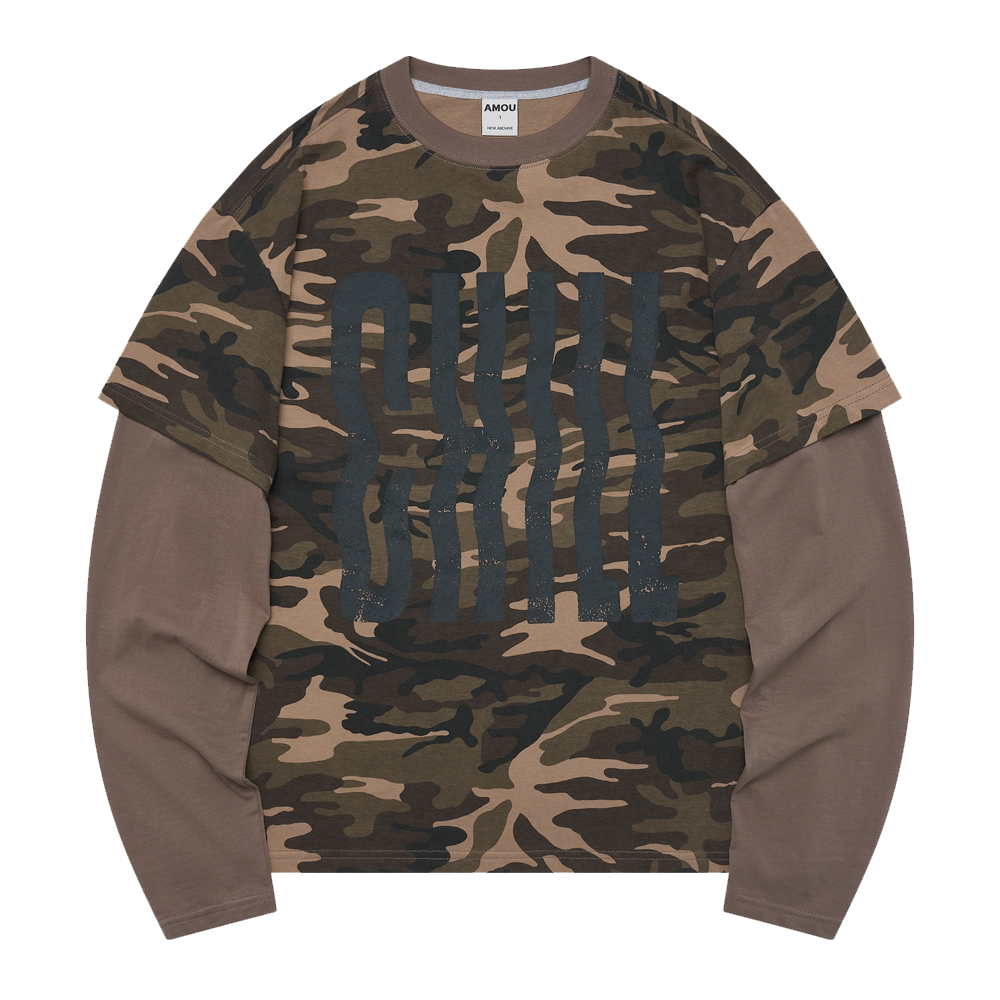 아모우 칠 레이어드 티셔츠 베이지(AMOU Chill Layered T-Shirt Beige)