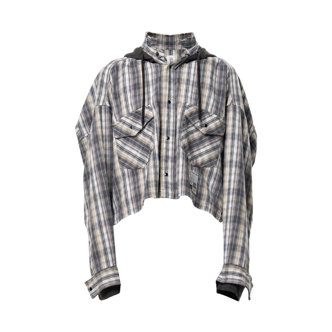 K17SH441 (W) Maison Mihara Yasuhiro Hoodie Combine Checkered Shirt Black