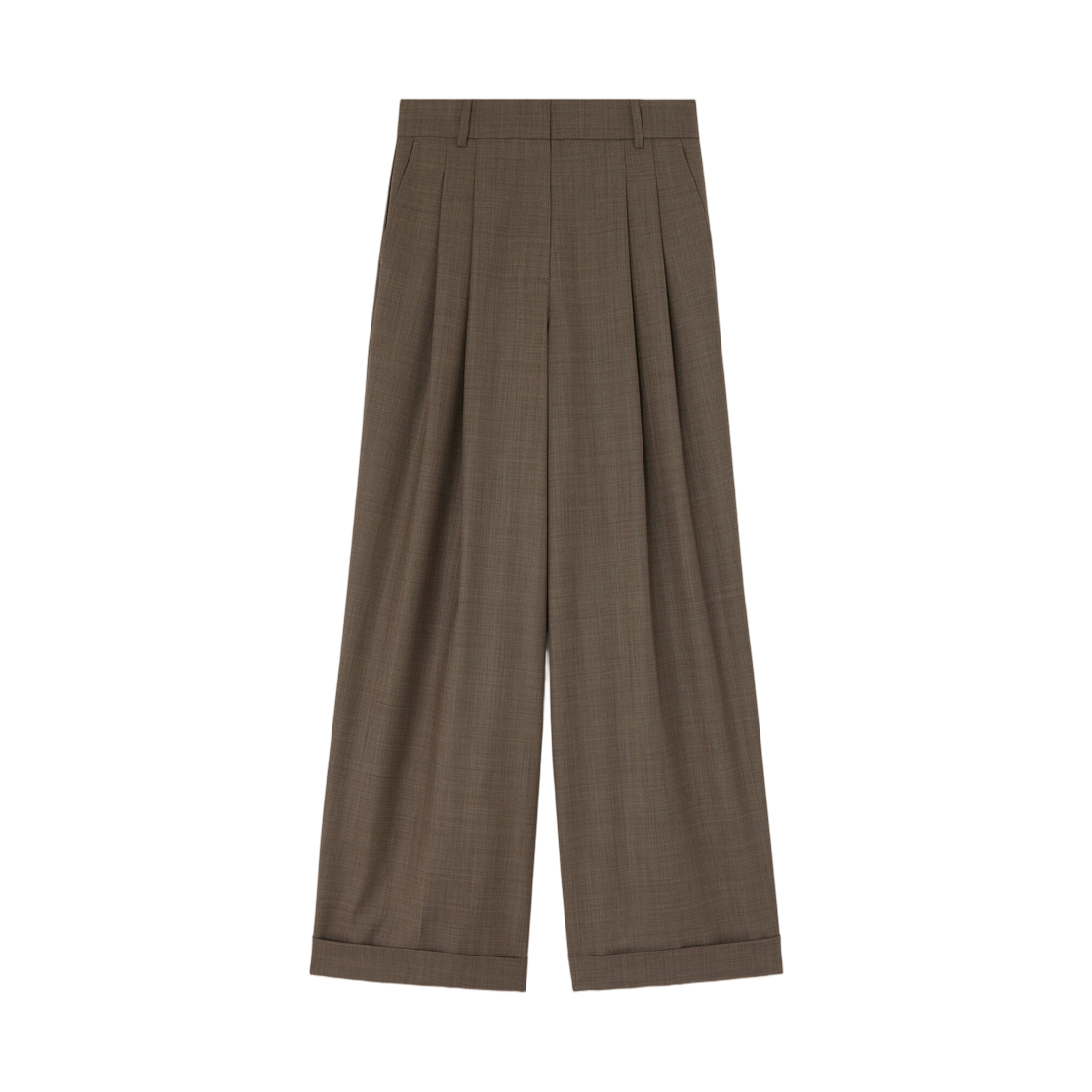 A1080201-ZXB (W) Ganni Trousers in Wool Suiting Chocolate Chip
