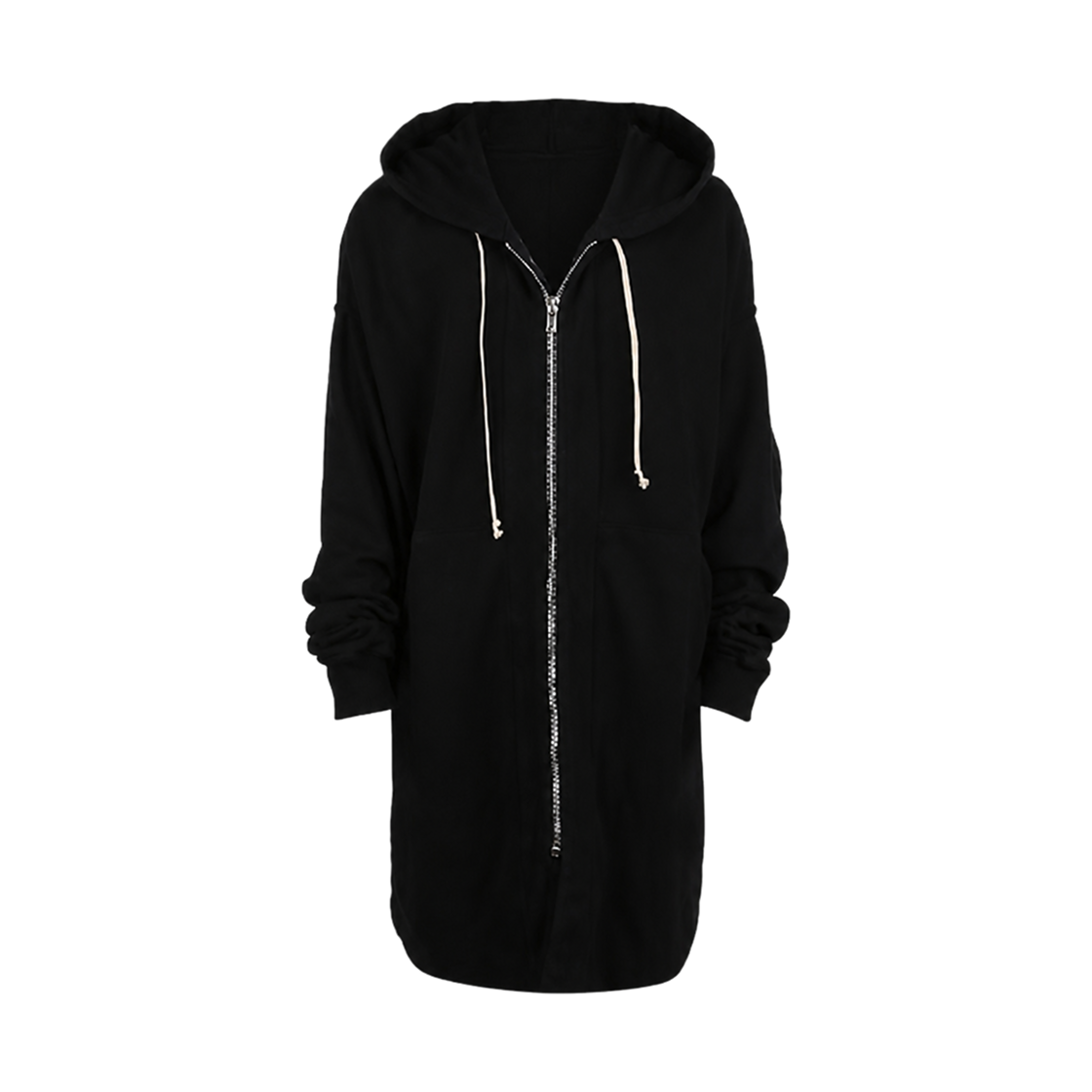 DU02B4288-F-09 Rick Owens Drkshdw Zip Front Peter Coat Black