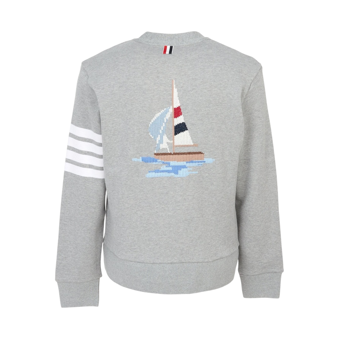 [25% 쿠폰] 톰브라운 루프백 사선 보트 자수 가디건 라이트 그레이([25% 쿠폰] Thom Browne Loopback 4-Bar Boat Embroidery Cardigan Light Grey) - 3