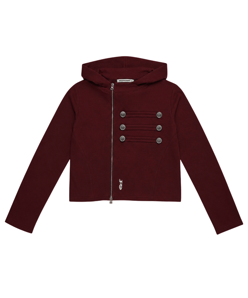 E262NHZ003BG Escapefrom Napoleon Detail Side Zipper Hood Zip-Up Burgundy