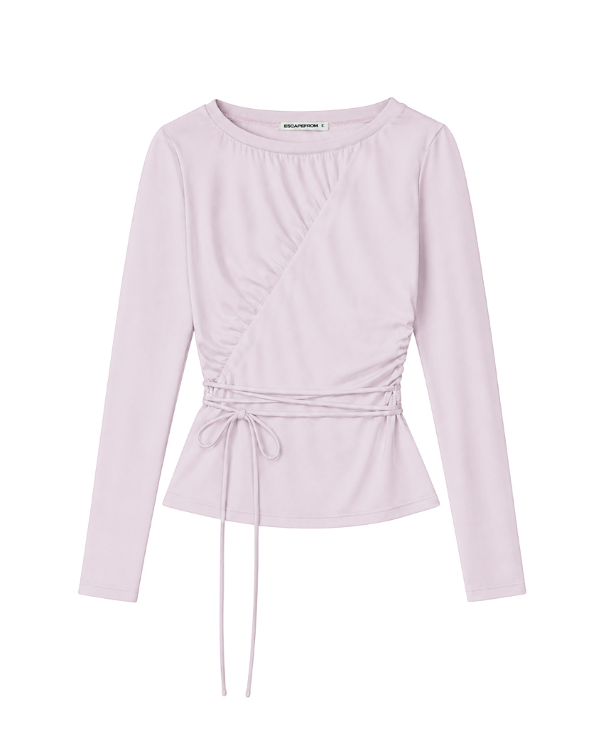 이스케이프프롬 사선 셔링 스트랩 포인트 롱슬리브 터콰이즈 민트(Escapefrom Diagonal Shirring Strap Point Long Sleeve Turquoise Mint) - 4