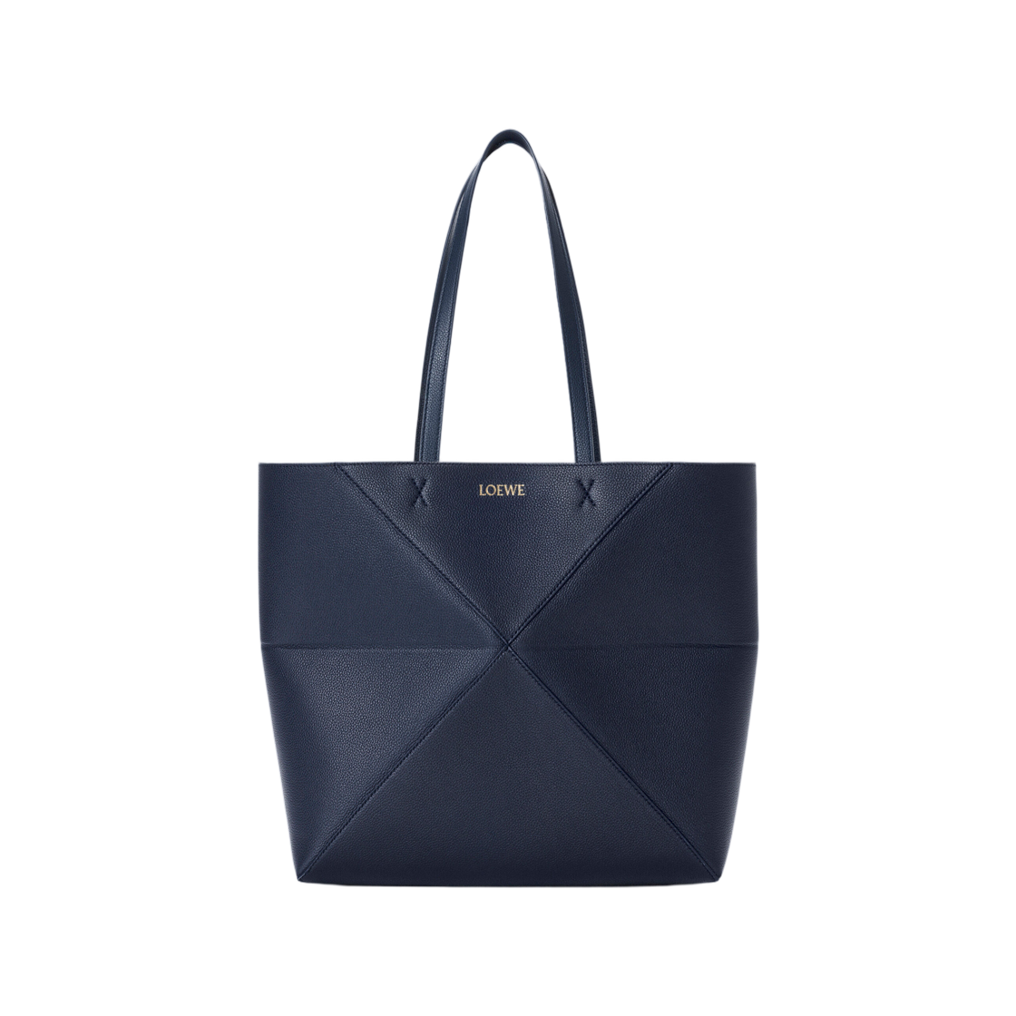 A779PEWX04-5544 Loewe Medium Horizontal Puzzle Fold Tote In Soft Grained Calfskin Deep Navy