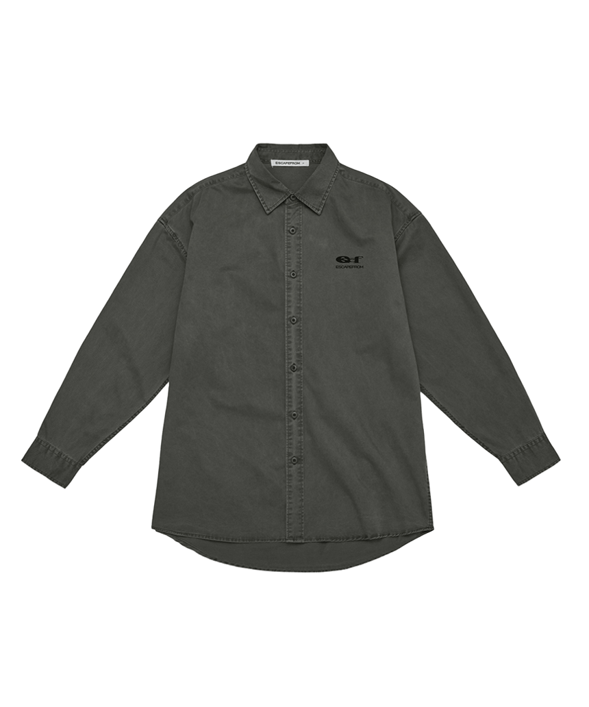 E262PSH008KH Escapefrom Easy Line Oversized Pigment Shirt Khaki