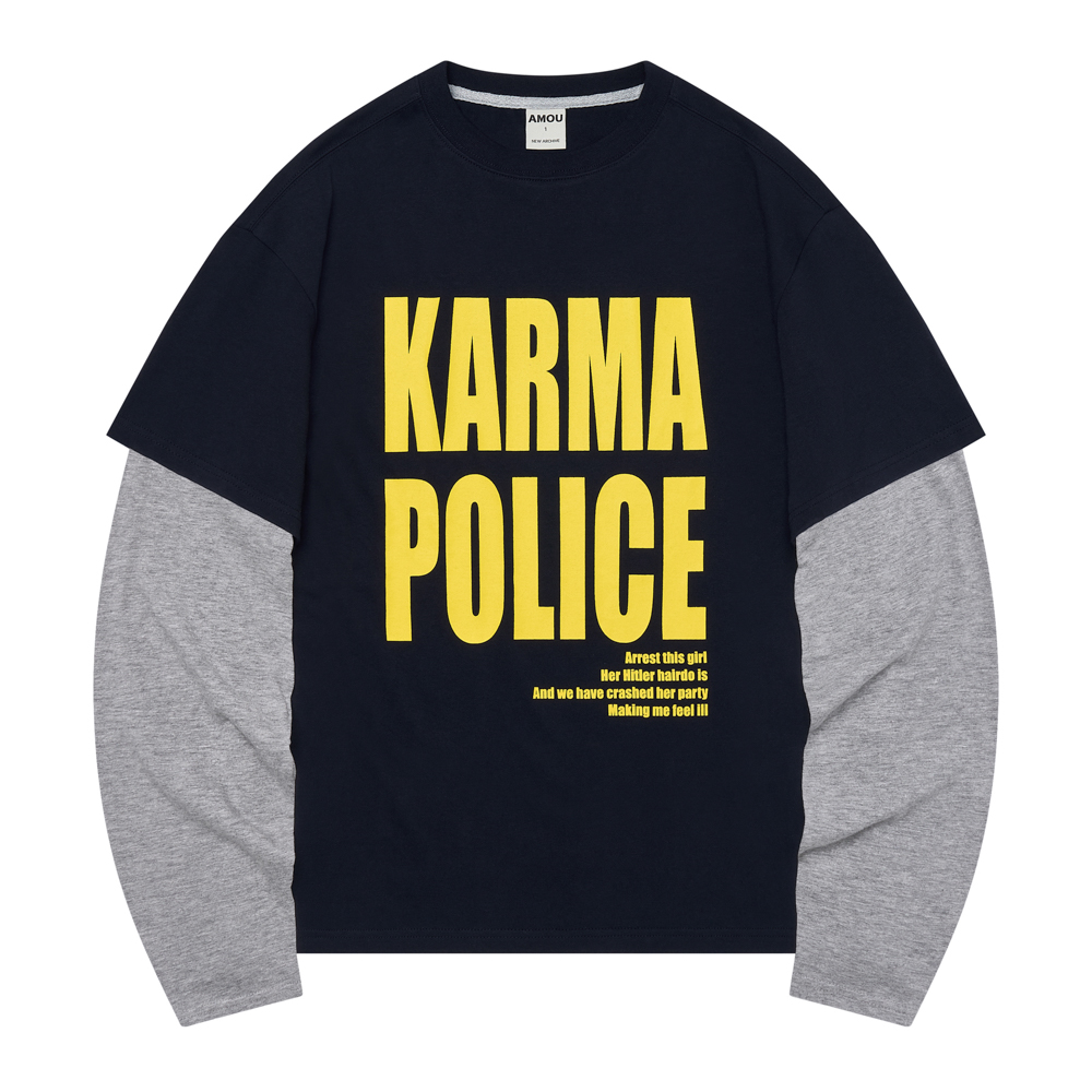 아모우 카르마 폴리스 레이어드 티셔츠 네이비(AMOU Karma Police Layered T-Shirt Navy) - 2
