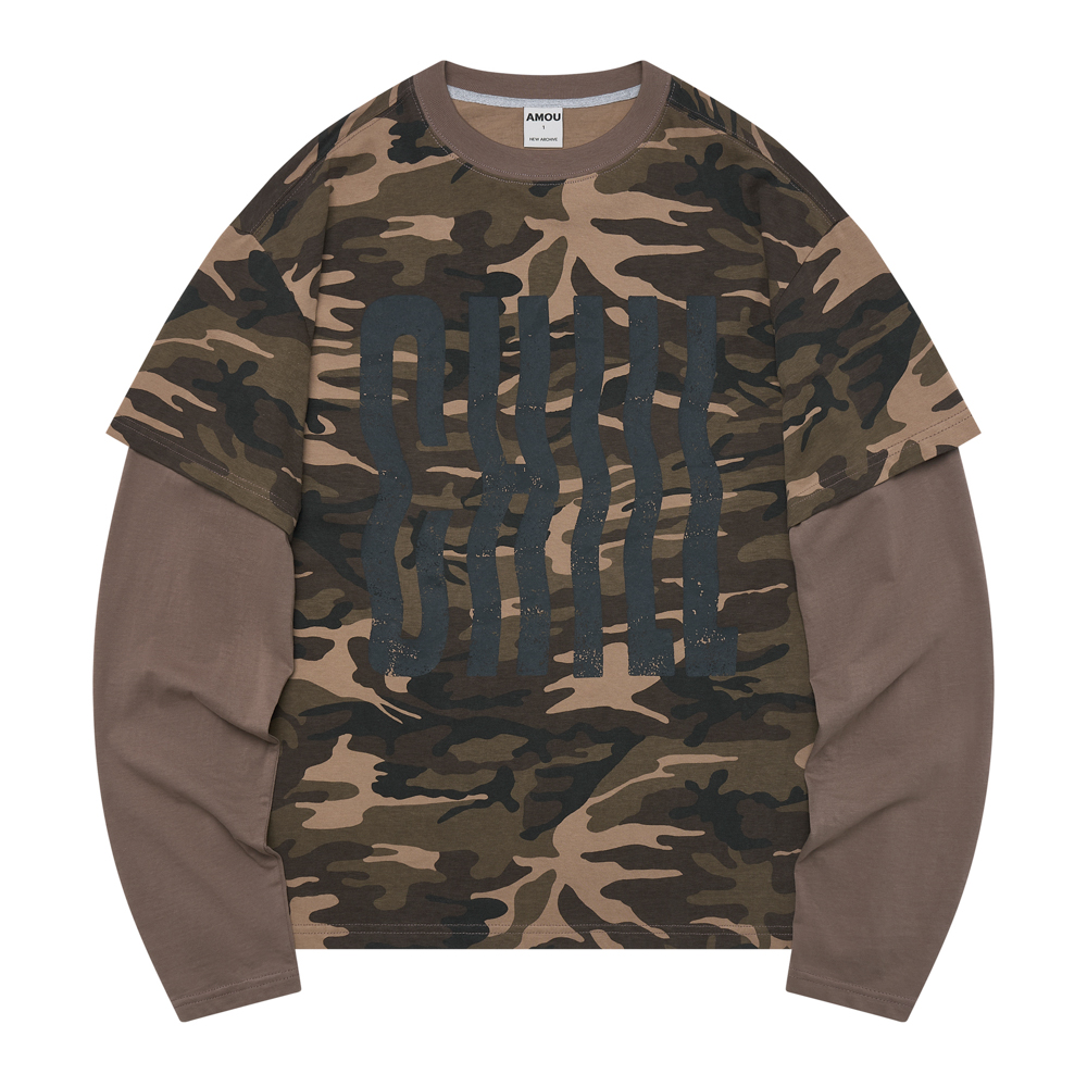 아모우 칠 레이어드 티셔츠 베이지(AMOU Chill Layered T-Shirt Beige) - 2