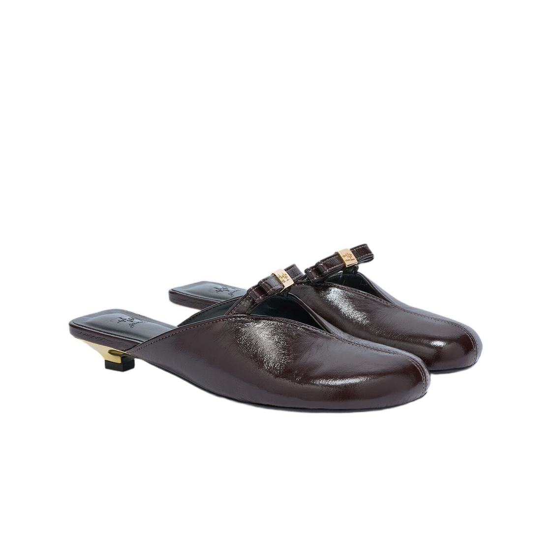 (W) 가니 수 키튼 힐 뮬 브라운 데미타스((W) Ganni Sue Kitten Heel Mules in Brown Demitasse) - 2