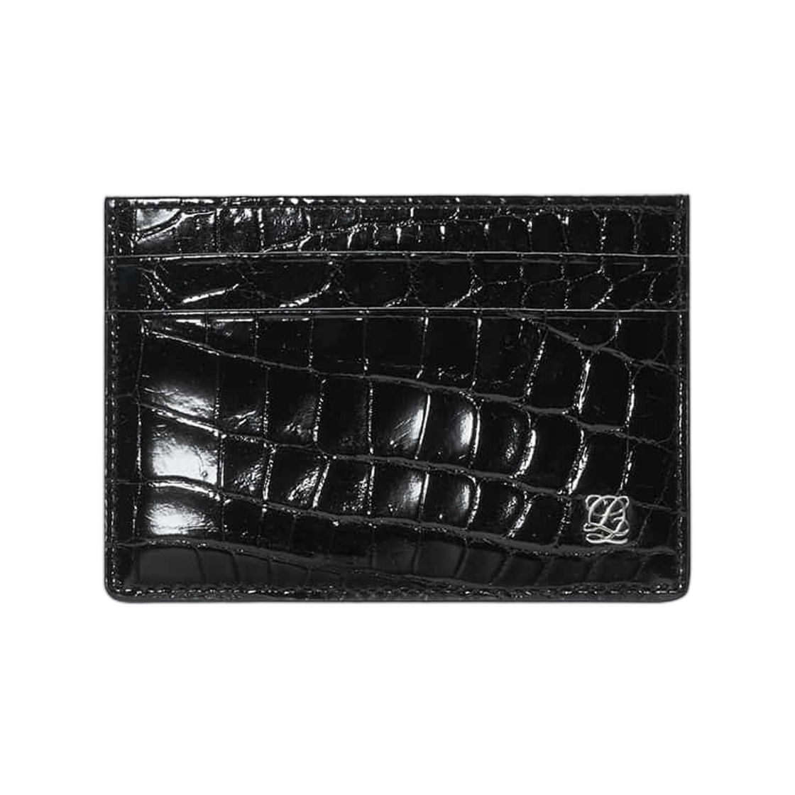 LLSS3PB03MI1BL0270 Louis Quatorze Crocodile Leather Card Holder Black