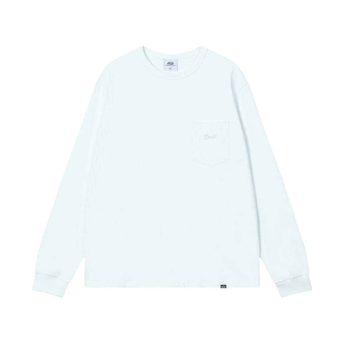 - Emis Small Line Patch Pocket L/S T-Shirt Blue White