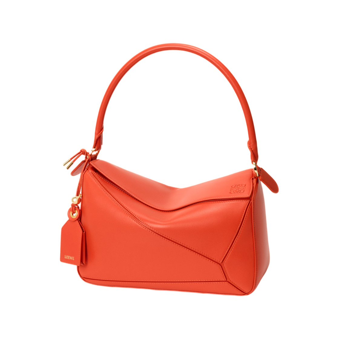 A510PLMX02-4974 Loewe Medium Featherlight Puzzle Bag In Nappa Lambskin Deep Saffron