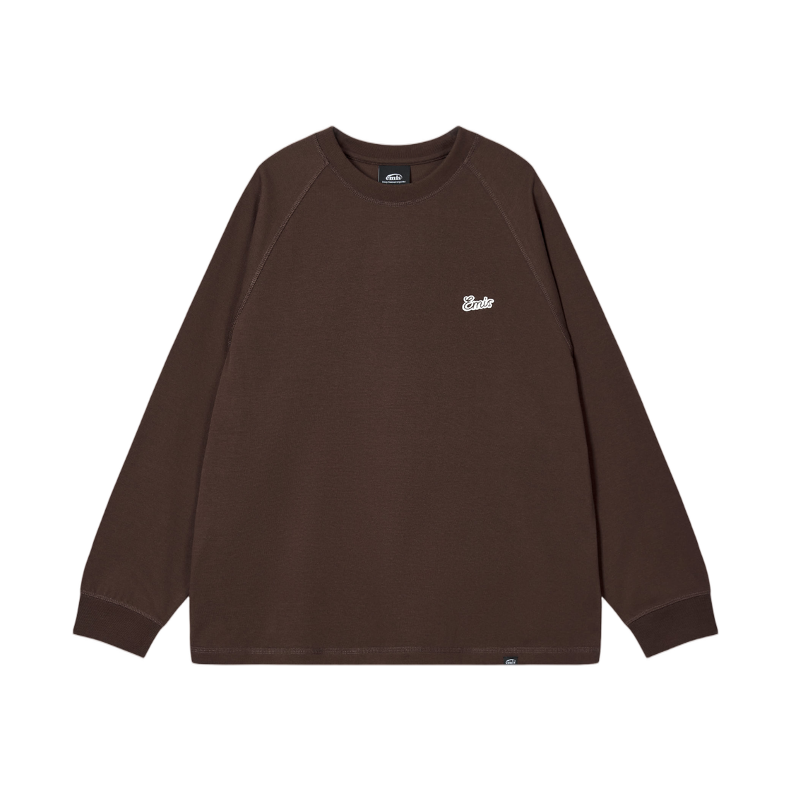 - Emis Small Line Patch Raglan L/S T-Shirt Brown