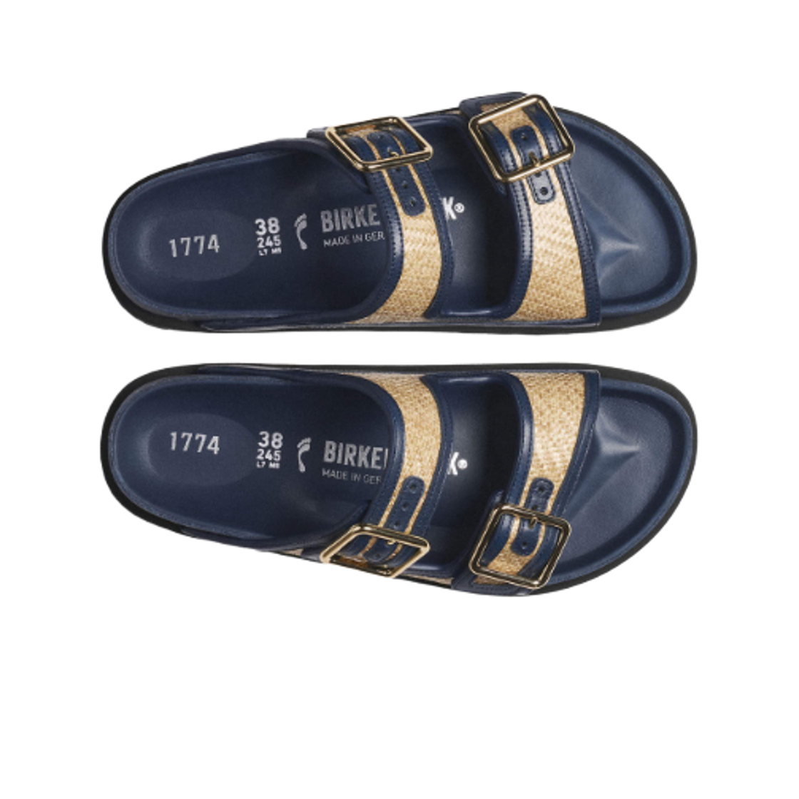 버켄스탁 1774 아리조나 라피아 믹스드 머터리얼 라피아 네이비 - 내로우(Birkenstock 1774 Arizona Raffia Mixed Material Raffia Navy - Narrow) - 2
