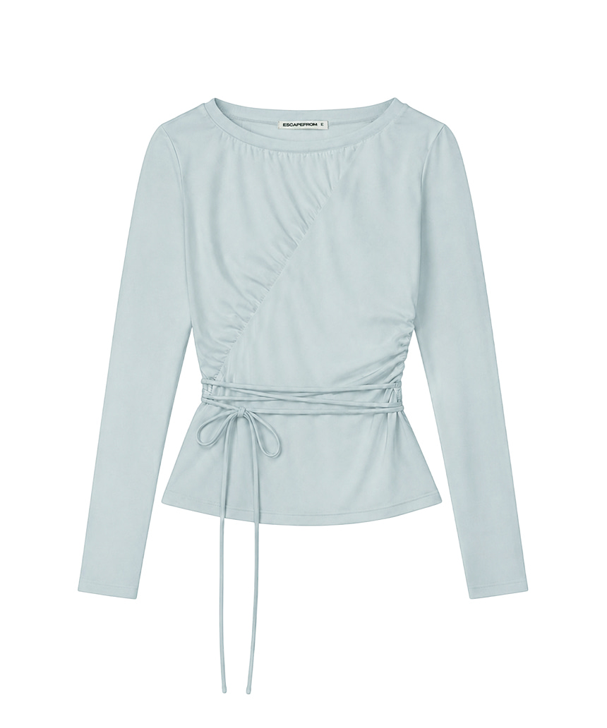 이스케이프프롬 사선 셔링 스트랩 포인트 롱슬리브 핑크(Escapefrom Diagonal Shirring Strap Point Long Sleeve Pink) - 3