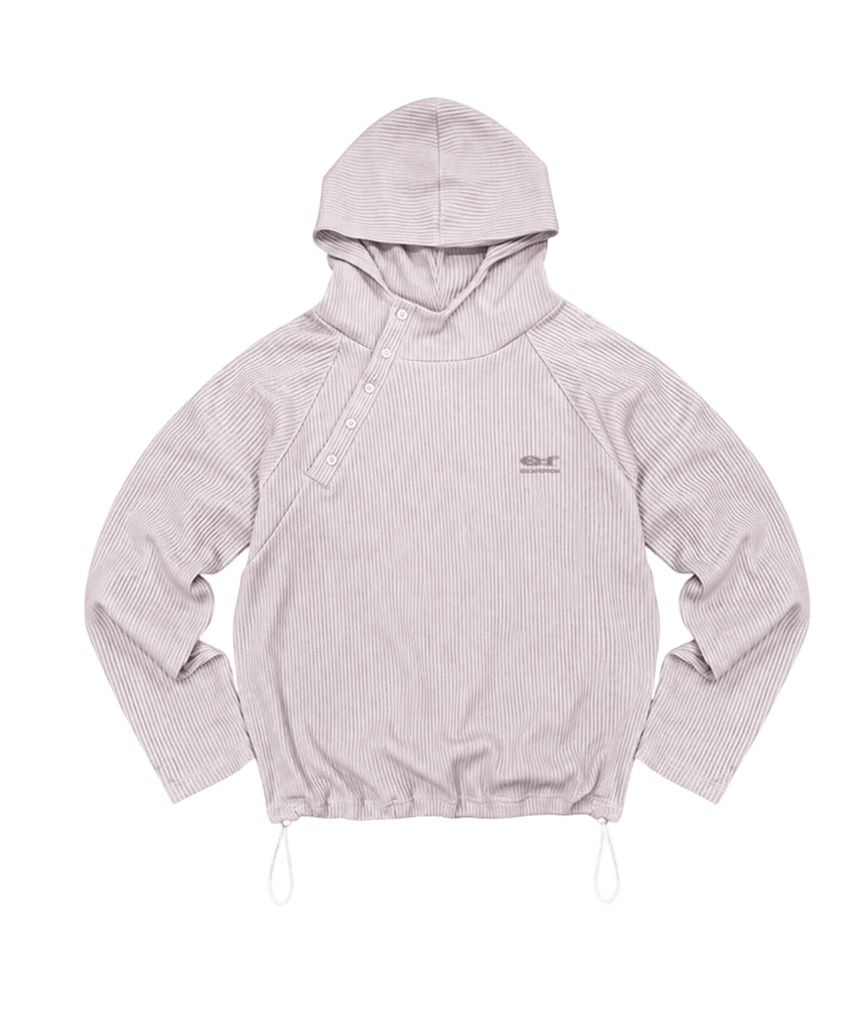 이스케이프프롬 ESCF 로고 포인트 와플 헨리넥 후드티 핑크(Escapefrom ESCF Logo Point Waffle Henley Neck Hoodie Pink) - 5