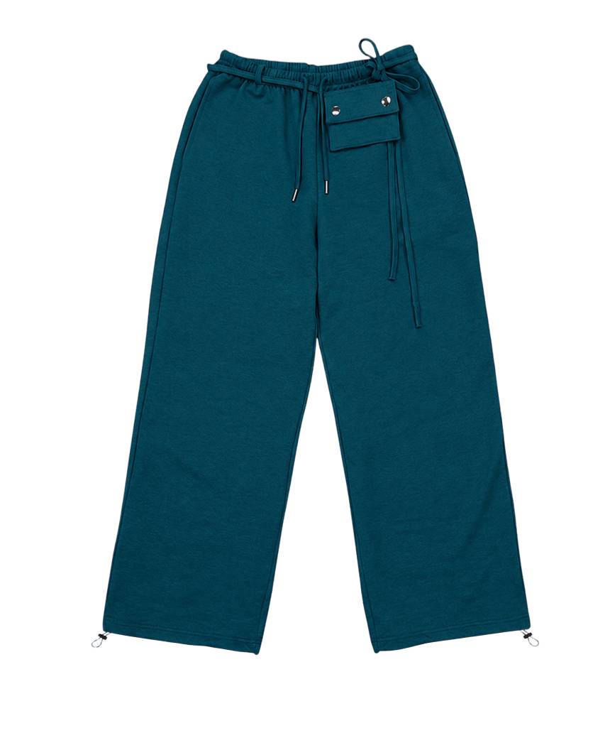 이스케이프프롬 스몰 포켓 레이어드 스웻팬츠 틸블루(Escapefrom Small Pocket Layered Sweatpants Teal Blue)