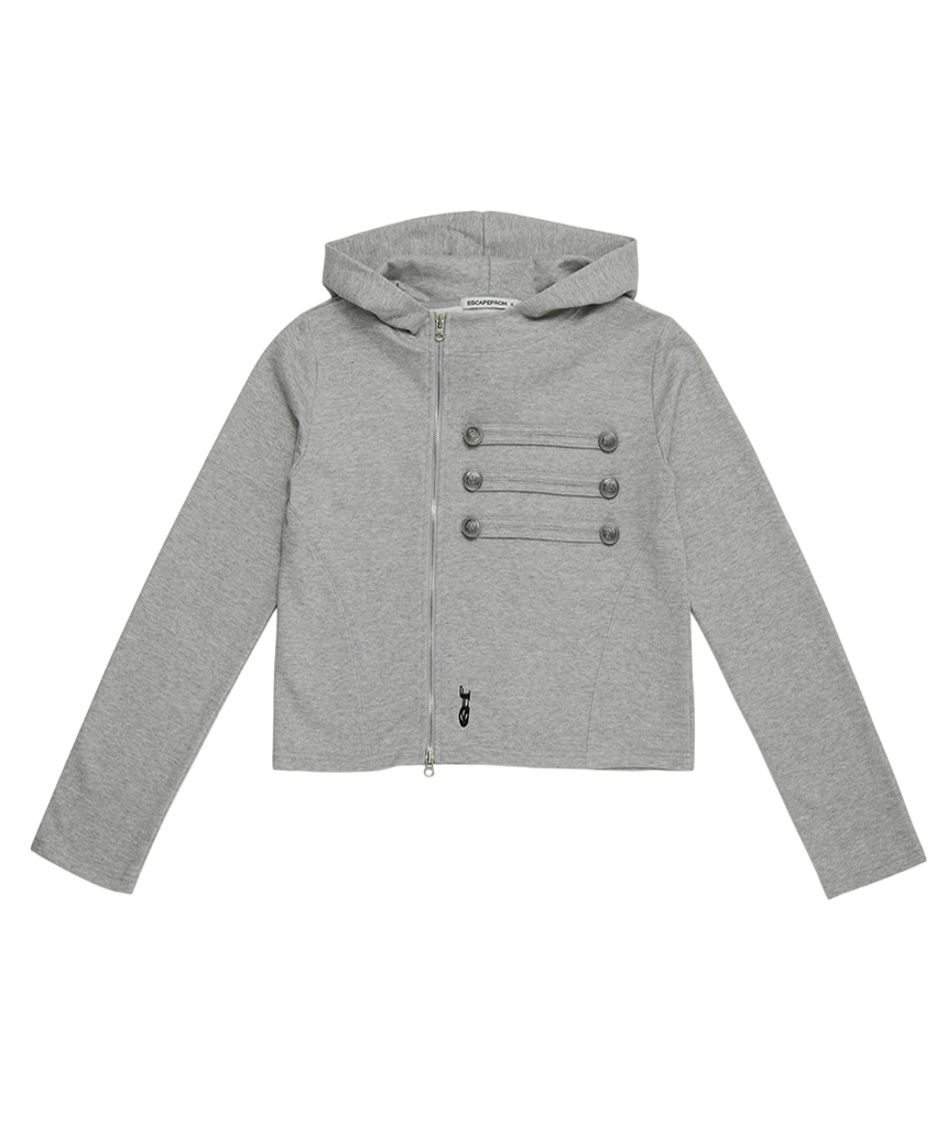 이스케이프프롬 나폴레옹 디테일 사이드 지퍼 후드집업 그레이(Escapefrom Napoleon Detail Side Zipper Hood Zip-Up Gray) - 4