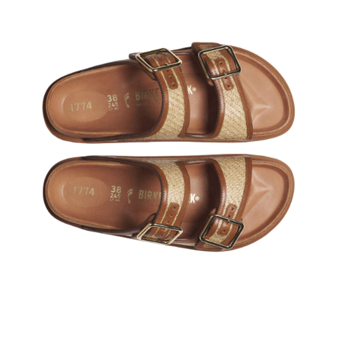 버켄스탁 1774 아리조나 라피아 믹스드 머터리얼 진저 브라운 라피아 - 내로우(Birkenstock 1774 Arizona Raffia Mixed Material Ginger Brown Raffia - Narrow) - 2
