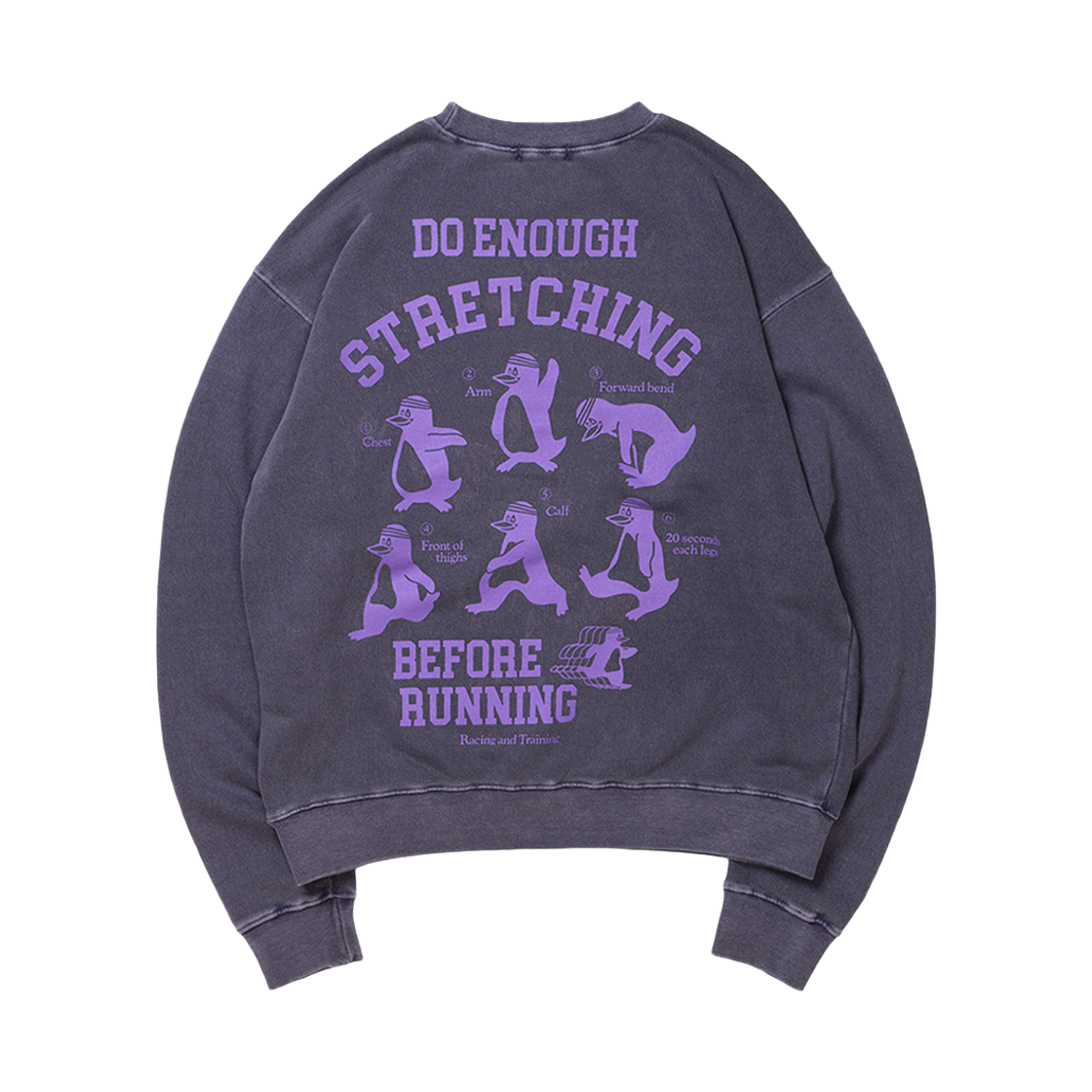 빅웨이브 컬렉티브 스트레칭 펭귄 피그먼트 맨투맨 다크 네이비(BIGWAVE COLLECTIVE Stretching Penguin Pigment Sweat Dark Navy)