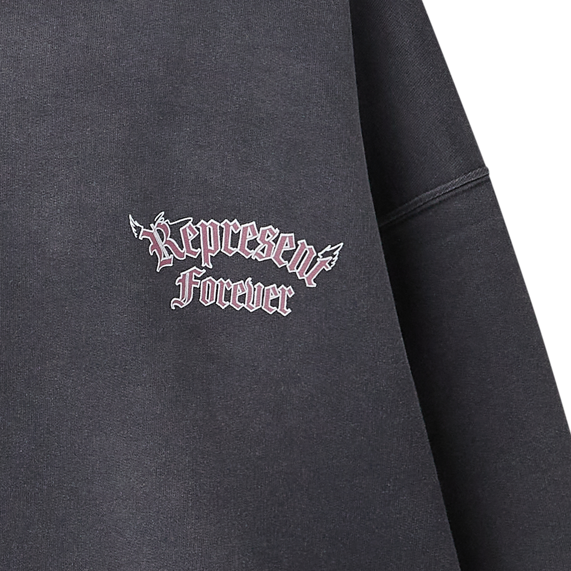 리프레젠트 듀얼리티 후디 워시드 블랙 - 26FW(Represent Duality Hoodie Washed Black - 26FW) - 4