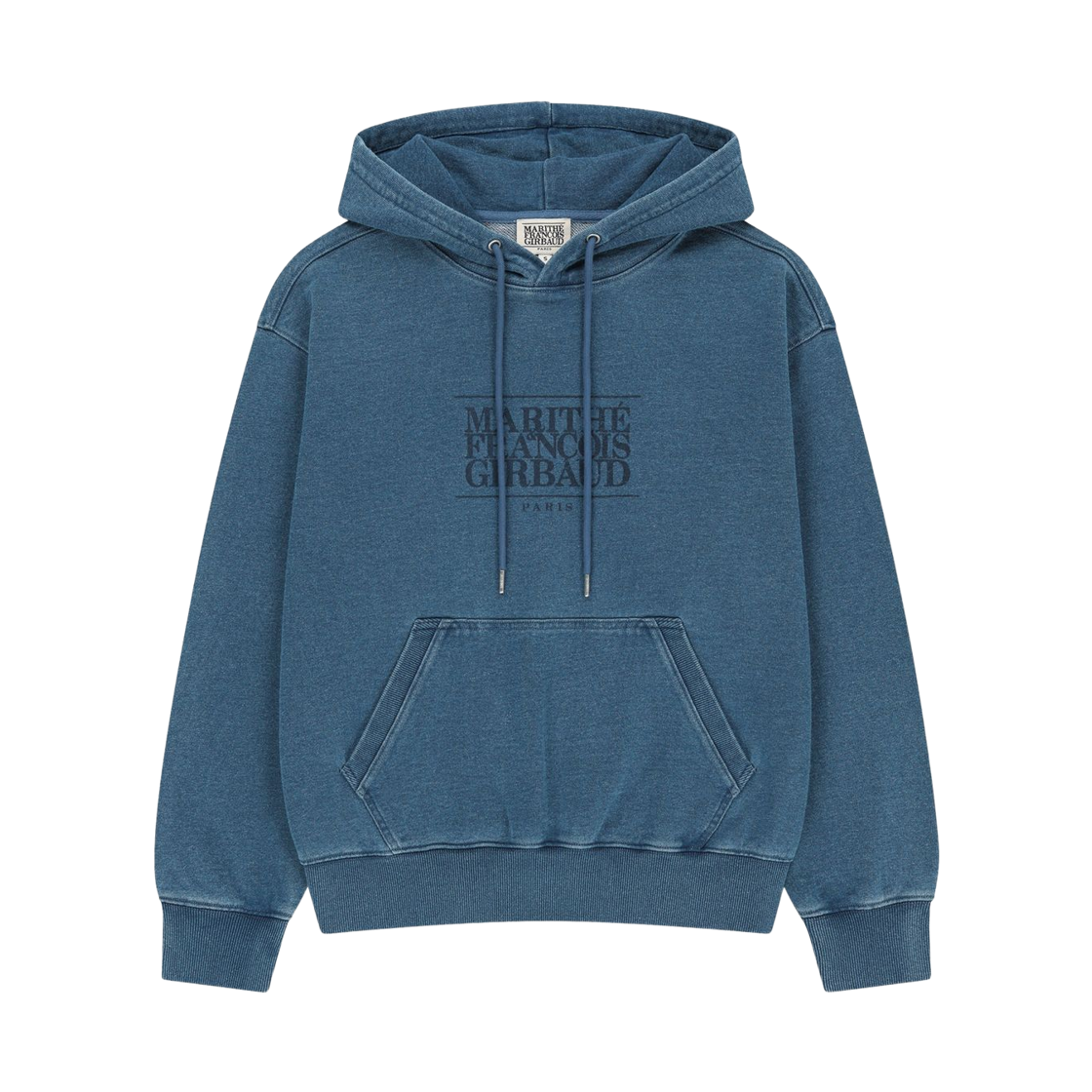 MFG46FHD204-BLU (W) Marithe Francois Girbaud Crack Classic Logo Dyeing Oversized Hoodie Blue
