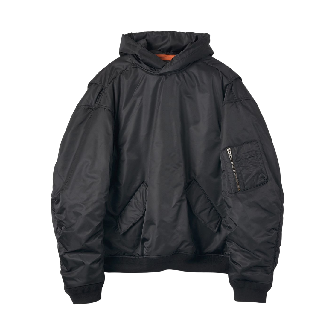 720157TNO271000 Balenciaga Sporty B Pullover Bomber Hooded Jacket Black