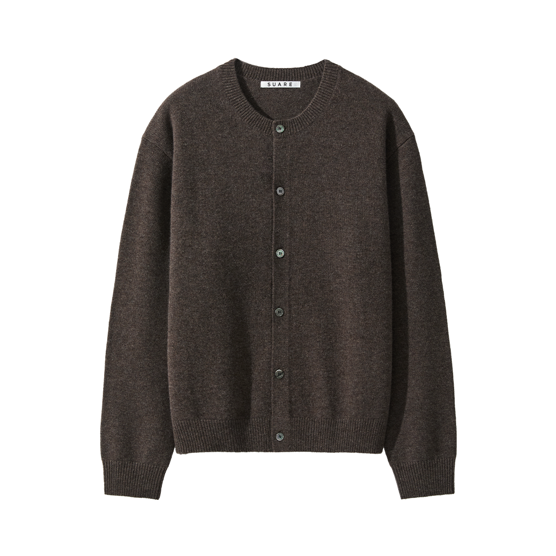 SBF3KN02MWBR (W) Fine Merino Wool 100 Crew Neck Cardigan Knit Brown