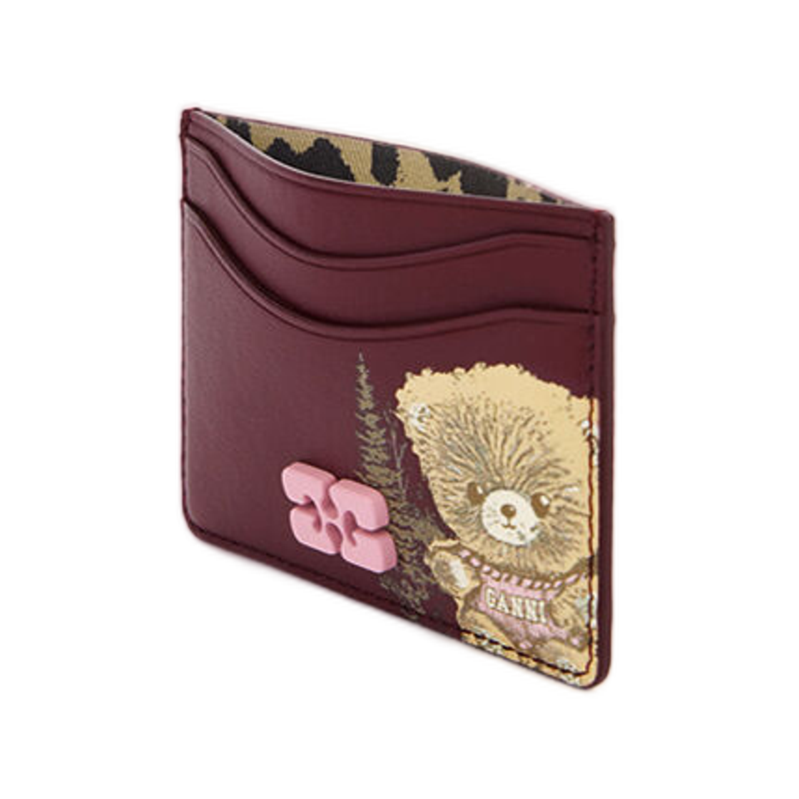 가니 보우 카드 홀더 포레스트 테디 버건디(Ganni Bou Card Holder with Forest Teddy Burgundy) - 3