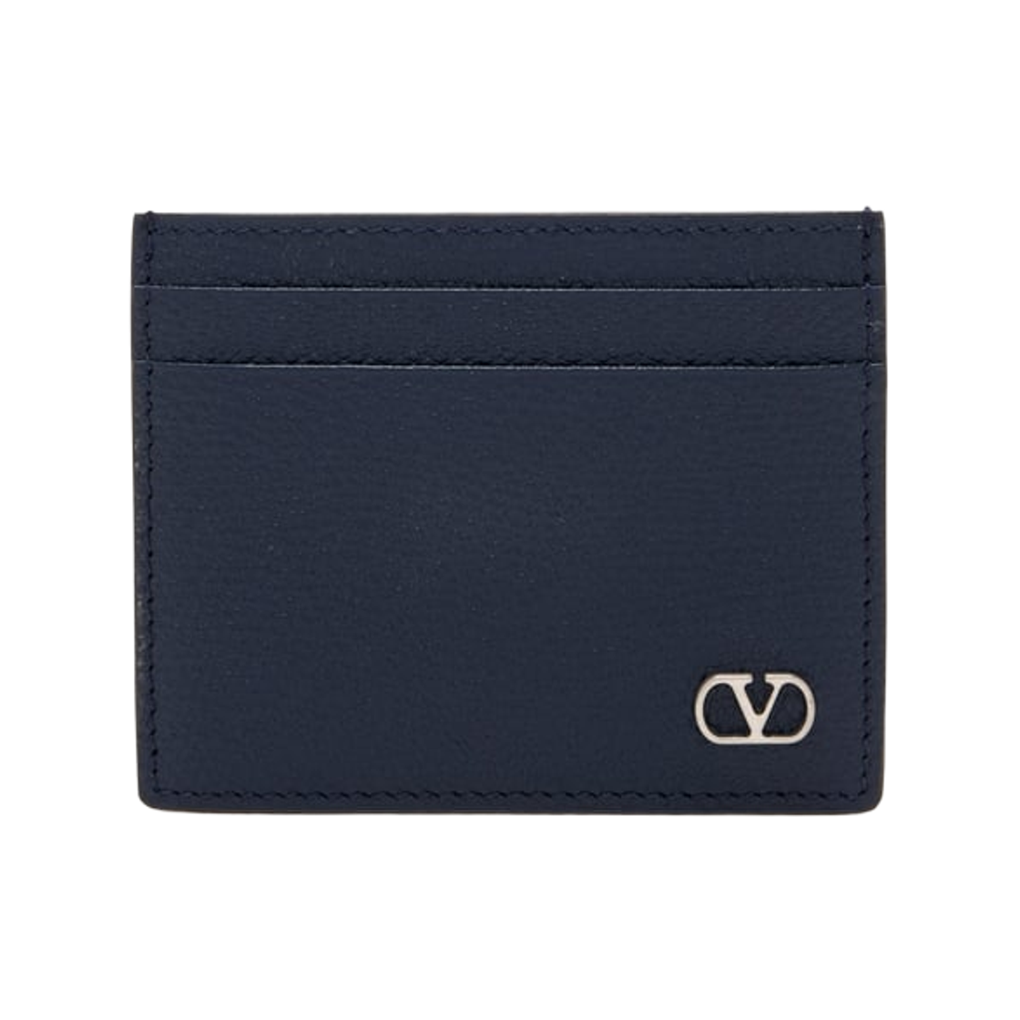 YP0AP4UAGM30 Valentino Vlogo Signature Grainy Calfskin Card Holder Marine