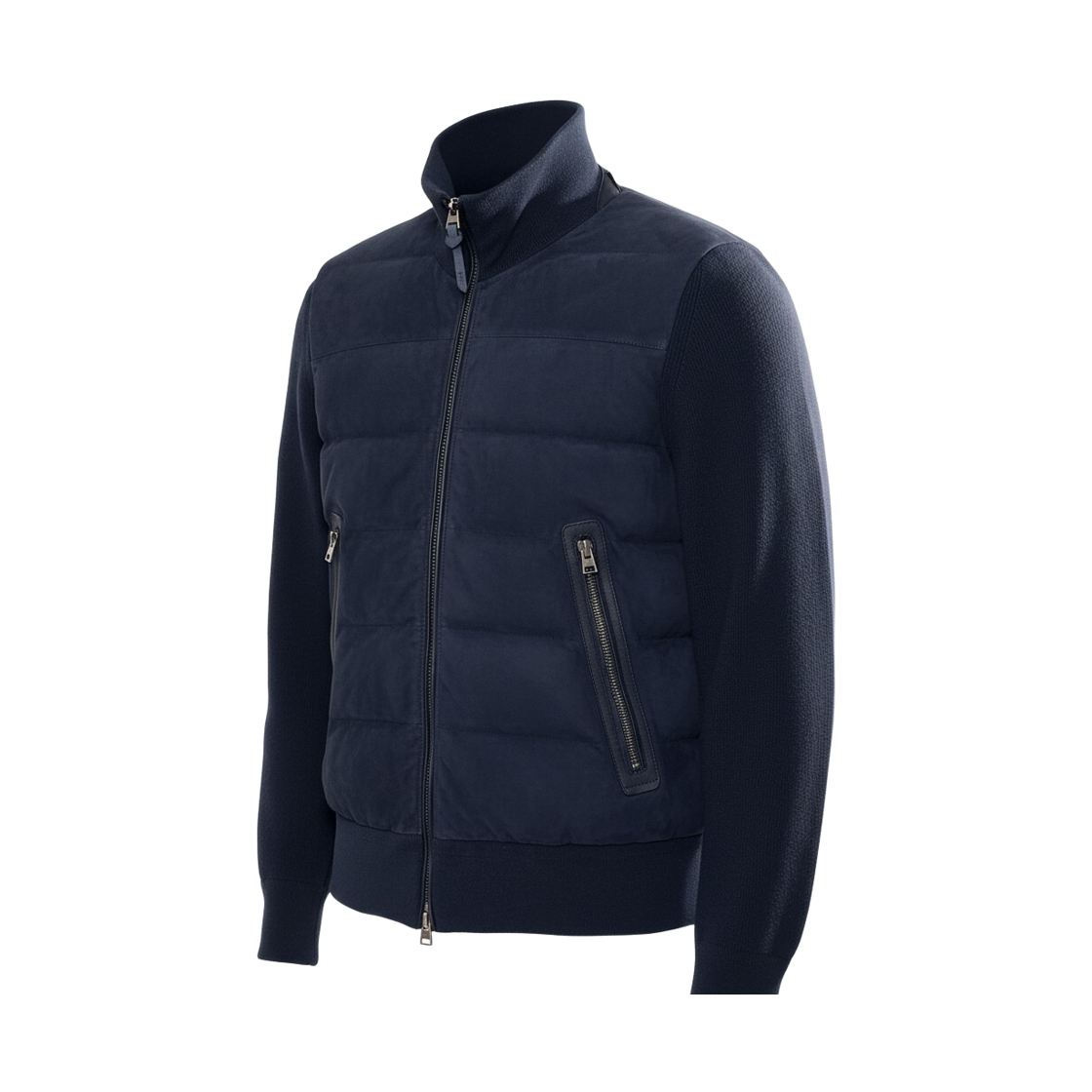 KZF002-YMW014S23-HB785 Tom Ford Suede Down Jacket Ink Blue