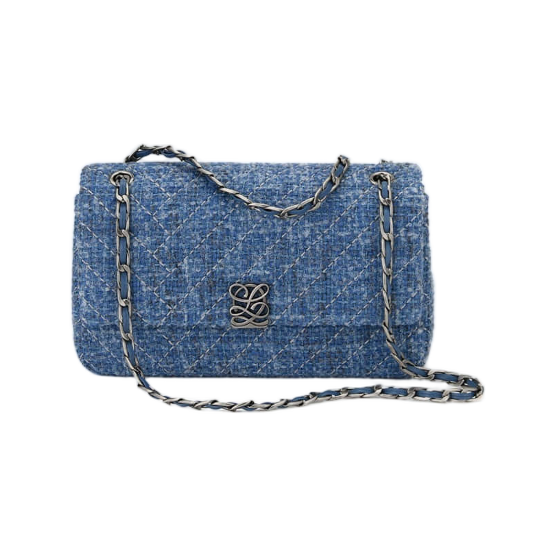 LLH61QT08FA1BU0301 Louis Quatorze L-Quilting Tweed Shoulder Bag Blue