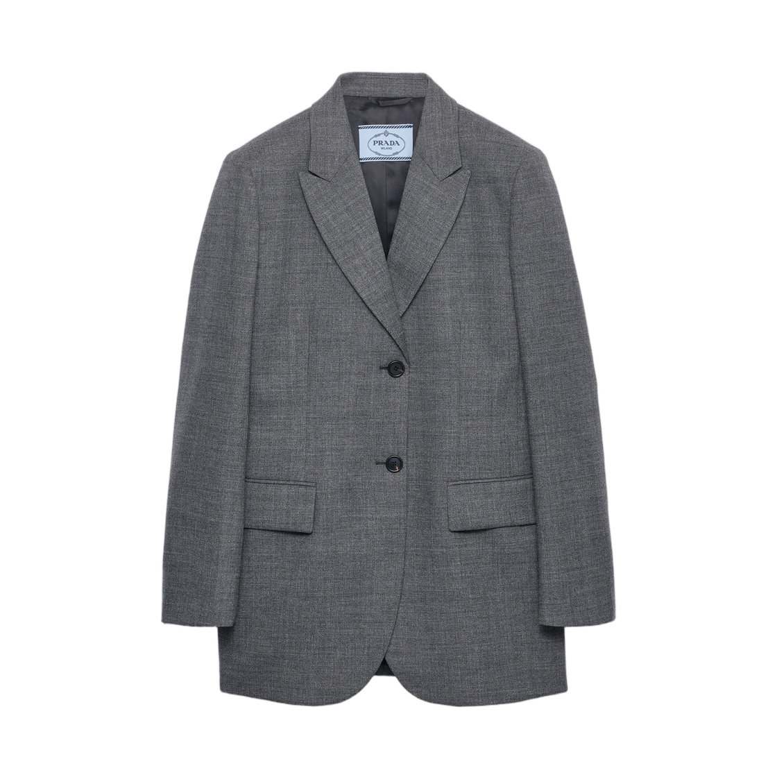 P509Q-6011-F0480 (W) Prada Single-Breasted Melange Hopsack Jacket Slate Gray